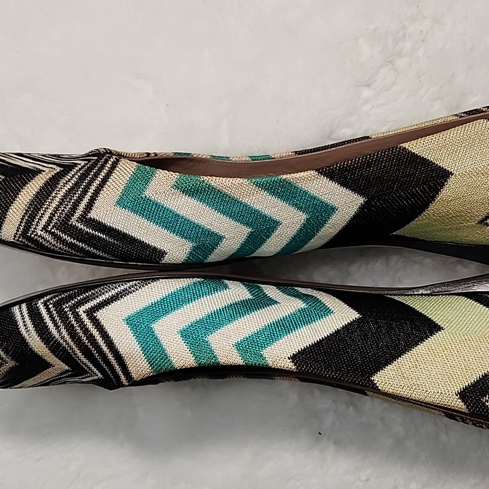 Missoni Chevron Ballet Flats Black / Green Size 39.5/ 9. - Picture 9 of 16